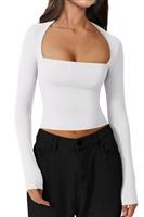 LACOZY Women Basic Plain t Shirt Bustier Gym Crop Top Short