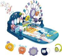 derimkcoa Baby Play Mat Baby Gym,Funny Play Piano Tummy Time Baby Activity Mat with 5 Infant Sensory Baby Toys, Music and Lights Boy & Girl Gifts for Newborn Baby 0 to 3 6 9 12 Months