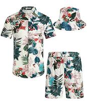 SPKPKEY Men's Hawaiian Shirt and Shorts Set 2 Piece Casual Button Down Shirts Summer Beach Outfits with Bucket Hats