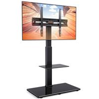 PERLEGEAR TV Floor Stand for 30-70 inch TVs up to 50KG with Tilt, Tall TV Stand with 80 Degrees Swivel, Height Adjustable Floor TV Stand with Adjustable Shelve holds up 10kg, Max VESA 600x400mm