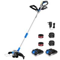 String Trimmer Cordless with 2 Batteries and ChargerDEKOPRO 20V Weed Trimmer&Edger 30 cm Cutting Width Electric Weed Eater Wacker Cordless for Lawn,Garden,Grass (Blue)