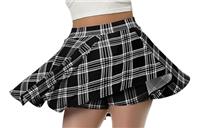 Black Skirts for Women Girls Stretchy Basic Skirt with Shorts A-Line Ruffle Skirt High Waist Pleated Skirt Skater Skirt Mini Skirt