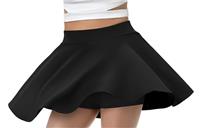 Black Skirts for Women Girls Stretchy Basic Skirt with Shorts A-Line Ruffle Skirt High Waist Pleated Skirt Skater Skirt Mini Skirt