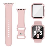 Joehwerr 3-in-1 for Apple Watch Straps 40mm 41mm 44mm 45mm with Case & Screen Protector, Silicone Sport Strap and Protective Cover with 9H Tempered Glass for iWatch Series SE 9 8 7 6 5 4