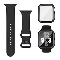 Joehwerr 3-in-1 for Apple Watch Straps 40mm 41mm 44mm 45mm with Case & Screen Protector, Silicone Sport Strap and Protective Cover with 9H Tempered Glass for iWatch Series SE 9 8 7 6 5 4