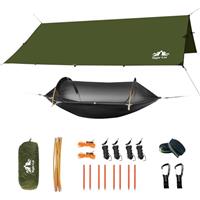 Night Cat Camping Hammock Tent: Waterproof Tarp with Mosquito Net Lightweight Portable for 1 Person Hiking Backpacking