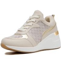 ANJOUFEMME Womens Wedge Trainers Platform Shoes for Women Ladies Heeled Casual Comfortable Trainers