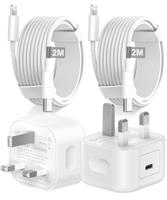 iPhone Fast Charger Plug and Cable, [MFi Certified] 2Pack 20W PD USB C Power Adapter Wall Charging Plug with 2M Lightning to USB C Cable Compatible with iPhone 14 Pro/14/13/12/11/X/8/7/iPad Nebwoak