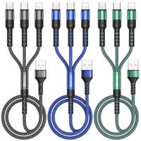 RAVIAD Multi Charger Cable, 3 in 1 Charger Cable [3Pack 1.2M] Multiple USB Cbale Nylon Braided with Micro USB Type C iPhone Connector for iPhone, Android Galaxy, Huawei, Oneplus, LG