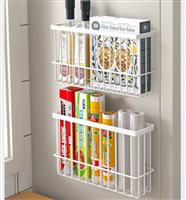 EigPluy 2 Pieces Kitchen Cabinet Door Storage Box, Self-Adhesive Storage Box, Wall Mounted Metal Storage Boxes,Cabinet/Bathroom/Fridge Small Items Organiser Storage Box