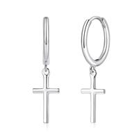 Deyanse Silver Hoop Earrings for Women, 925 Sterling Silver Dangle Huggie Earrings, Heart Cross Star Pendant Drop Hoop Earrings, Sleeper Dangle Creole Earrings, Hypoallergenic Jewellery Gift for Girls