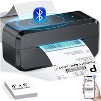 NelkoGlobal Bluetooth Thermal Label Printer, Wireless 4x6 Shipping Label Printer