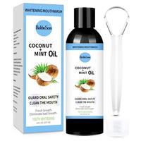 Natural Coconut Oil Pulling, Whitening Oil Mouthwash, Mouth Pulling Oil with Coconut & Peppermint Oil with Tongue Scraper, Mouthwash for Fresh Breath Teeth Whitening, and Healthier Gums Teeth 8 Fl. OZ