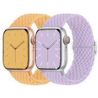 2 Pack Stretchy Braided Solo Loop Compatible for Apple Watch Straps 38mm 40mm 41mm 42mm 44mm 45mm 46mm 49mm, Adjustable Sport Stretch Elastic Band for iWatch SE/Ultra2/Series 10 9 8 7 6 5 4 3 2 1