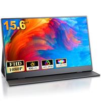 COOLHOOD Portable Monitor 15.6'', 1080P FHD Plug&Play Travel Laptop Monitor w/Smart Cover, USB-C HDR Portable Second Computer Display, Portable Game External Screen for PC Phone Mac Xbox PS4/5