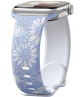 Maledan Floral Engraved Strap Compatible with Apple Watch Straps 41mm 40mm 38mm 44mm 45mm 42mm 46mm 49mm for Women, Two-Tone Flower Silicone Sport Band for iWatch SE Series 10 9 8 7 6 5 4 3 2 1 Ultra