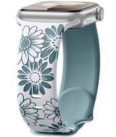 Maledan Floral Engraved Strap Compatible with Apple Watch Straps 41mm 40mm 38mm 44mm 45mm 42mm 46mm 49mm for Women, Two-Tone Flower Silicone Sport Band for iWatch SE Series 10 9 8 7 6 5 4 3 2 1 Ultra