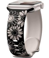 Maledan Floral Engraved Strap Compatible with Apple Watch Straps 41mm 40mm 38mm 44mm 45mm 42mm 46mm 49mm for Women, Two-Tone Flower Silicone Sport Band for iWatch SE Series 10 9 8 7 6 5 4 3 2 1 Ultra