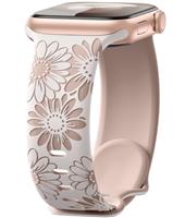 Maledan Floral Engraved Strap Compatible with Apple Watch Straps 41mm 40mm 38mm 44mm 45mm 42mm 46mm 49mm for Women, Two-Tone Flower Silicone Sport Band for iWatch SE Series 10 9 8 7 6 5 4 3 2 1 Ultra