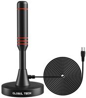 GLOBAL TECH Indoor TV Aerial - High Gain Portable Indoor/Outdoor Digital TV Aerial Freeview HD TV Antenna with Magnetic Base & 9.8ft Coax Cable for All TVs