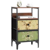 LYNCOHOME Bedside Tables Set of 2,Nightstand with 3 Drawers,Fabric Storage Cabinet Drawers,Furniture Sets for Bedroom,LivingRoom,Nursery,2 Pack