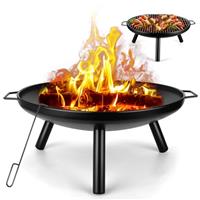 Outdoor Fire Pit, Garden Patio Heater Charcoal Log Wood Burner, Steel Fire Bowl for BBQ Camping Picnic Diameter 60 cm