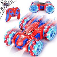 NIEBYI Remote Control Car for Boys,2.4Ghz 360 Flips Double Sided Monster Truck with Cool Headlights,Type-C Charging 4WD Off Car Toys Age 3 4 5 6 7 8, Gifts for 3-8 Year Old Boys Outdoor Garden Toy