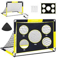 TTCBSPORTS 2 in 1 Football Goal 4x3FT / 5x4FT, 120X90X90cm/150x120x120cm Football Goals for Kids, Soccer Training Net with 5 Target Ranges, Foldable Target Training Equipment for Garden/Backyard