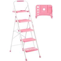 BONTEC Step Ladder with Wide Anti-Slip Pedals