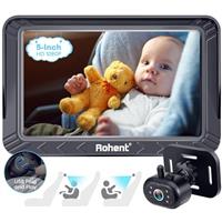 Rohent Baby Car Camera - 5-Inch HD 1080P, Night Vision, Easy Install, Rear & Forward-Facing Seat, USB Powered Baby for Car, Safety for Infants and Kids, No Tools Required