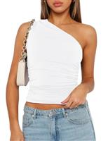 LACOZY Women One Shoulder Top Going Out Crop Tops Sleeveless Tank Tops Slim Fitted Y2K Shirts Summer Outfits