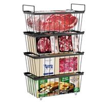 iSPECLE Chest Freezer Baskets - Small Stackable Freezer Organiser for 198L Chest Freezer Sort Frozen Foods Freezer Baskets for Chest Freezers Easy to Get Items with Handles, Add More Space