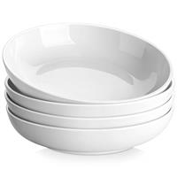 MALACASA Large Pasta Bowls Set of 4 with Black Rim, Pasta Bowls, Pasta Bowls Set, Ceramic Bowls Sets, Microwave and Dishwasher Safe, 4 Piece, 56OZ/1680 ML, 10 Inch, Series Regular