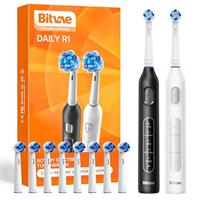 Bitvae Rotating Electric Toothbrush for Adults with 8 Brush Heads, 5 Modes Rechargeable Power Toothbrush