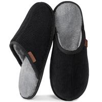 VeraCosy Men's Corduroy Scuff Slippers Soft Comfy Memory Foam Non-slip Indoor House Shoes