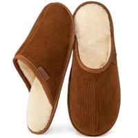 VeraCosy Men's Corduroy Scuff Slippers Soft Comfy Memory Foam Non-slip Indoor House Shoes