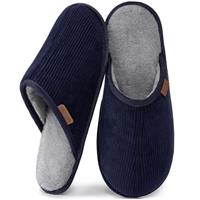 VeraCosy Men's Corduroy Scuff Slippers Soft Comfy Memory Foam Non-slip Indoor House Shoes