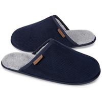 VeraCosy Men's Corduroy Scuff Slippers Soft Comfy Memory Foam Non-slip Indoor House Shoes