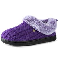 HomeTop Women's Moccasin Slip on Slippers Soft Microsuede Clog Comfy Non Slip Memory Foam Indoor Outdoor House Shoes with Fuzzy Collar