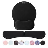 Zibly Keyboard and Mouse Wrist Rest Pad, Wrist Support Comfortable Memory Foam Mouse Mat with Wrist Cushion Support for Office Computer Laptop Working Gaming