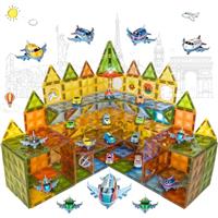 Magnetic Tiles Toys with Farm Animals Magnet Tile Building Blocks with 7 Farmyard Animals Character with Lighting Effect Construction Sensory Toys Preschool Gift for Kids Boys Girls 3 4 5 6 7 8 Years+