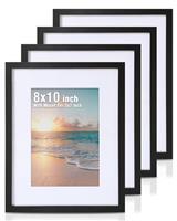Cispree A4 Photo Frame -4 Pack, A4 Wooden Picture Frames with Acrylic Clear Sheet,for Poster/Documents Frame for Family/Christmas-(21 * 29.7CM) Black