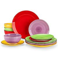 vancasso Bonita Multicolour Dinner Set, 24-Piece Dinner Sets for 6 People, Handpainted Swirls Plates and Bowls Set in Vibrant Look, Include Dinner Plates, Dessert Plates, Pasta Bowls and Cereal Bowl