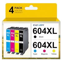CATJOY 603XL Ink Cartridges Multipack Replacement for Epson 603 XL for Expression Home XP-3100 XP-4100 XP-2100 XP-2105 XP-3105 Workforce WF-2810 WF-2830 WF-2835 (Black Cyan Magenta Yellow4-Pack)