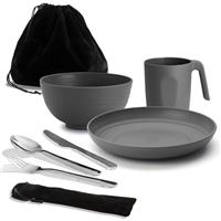 Reanea Camping Utensils Mess Kit for Travel, Picnic, Outdoor - Includes Knife, Spoon, Fork Cutlery Set, Cup, Bowl, Plate - Camping Essentials for 1