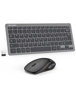 TECKNET Mini Wireless Keyboard and Mouse Set, 2.4G Cordless USB Keyboard and Silent Mouse Comb with Nano USB Receiver, 12 Multimedia Shortcuts for Computer, PC, Laptop, Desktop (Grey)