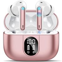 Csasan Wireless Earbuds, Wireless Headphones Bluetooth 5.3 Headphones In Ear with 4 ENC Noise Cancelling Mic, New 40H Bluetooth Earphones Mini Deep Bass Stereo Ear Buds, IP7 Waterproof, LED Display