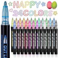 Lenski Gifts for Girls Colours Glitter Pens Outline Marker Pens-FT