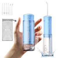 Bezvoi Water Flosser Cordless Travel, Mini Oral Irrigator with Telescopic Water Tank, 5 Modes, 6 Jet Tips, IPX7 Waterproof Electric Portable Water Teeth Cleaner Picks for Braces Bridges Care