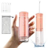 Bezvoi Water Flosser Cordless Travel, Mini Oral Irrigator with Telescopic Water Tank, 5 Modes, 6 Jet Tips, IPX7 Waterproof Electric Portable Water Teeth Cleaner Picks for Braces Bridges Care